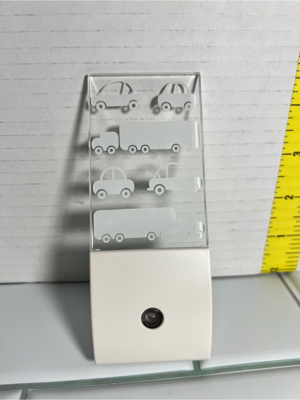 White LED Night Light with Car and Truck Motif